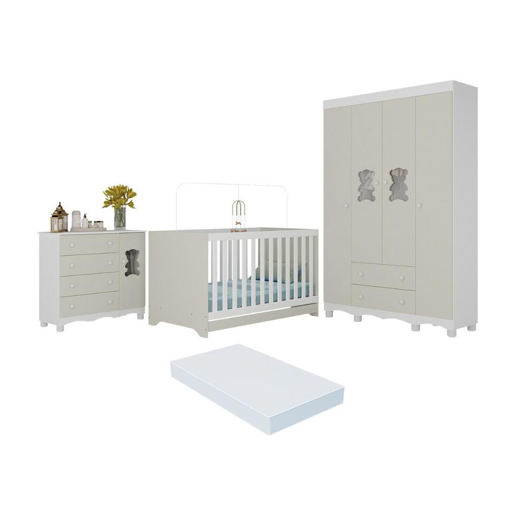 Quarto de Bebê Completo com Berço Americano 3 em 1 Colchão Incluso Ternura Multimóveis MP4663