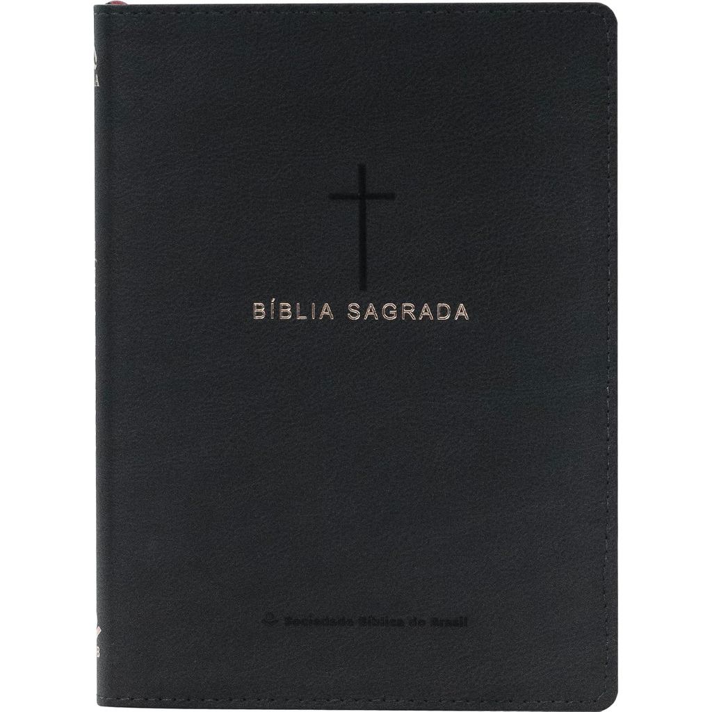 Bíblia Sagrada NAA | Slim |  PJV | Couro Sintetico | Preta Cruz em Oferta na Shopee