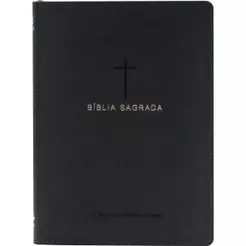 Bíblia Sagrada NAA | Slim | PJV | Couro Sintetico | Preta Cruz