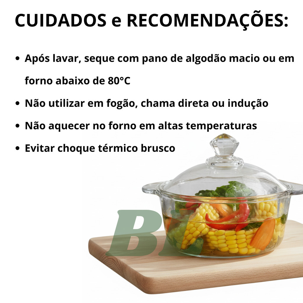 Caçarola De Vidro 800ml Com Tampa Cristalizado Transparente Microondas