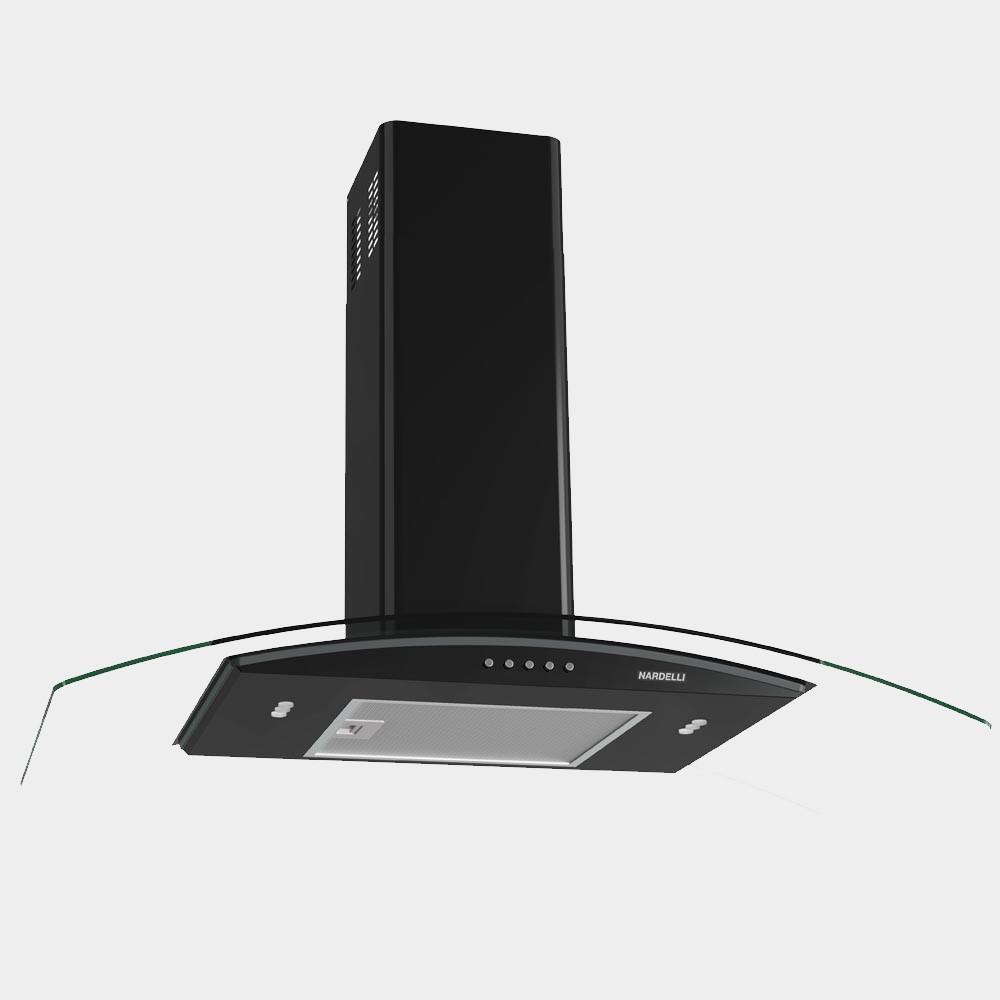 Coifa de Parede Nardelli Com Função Depurador e Exaustor Vidro Curvo Clean 90cm 140W Preto 220V