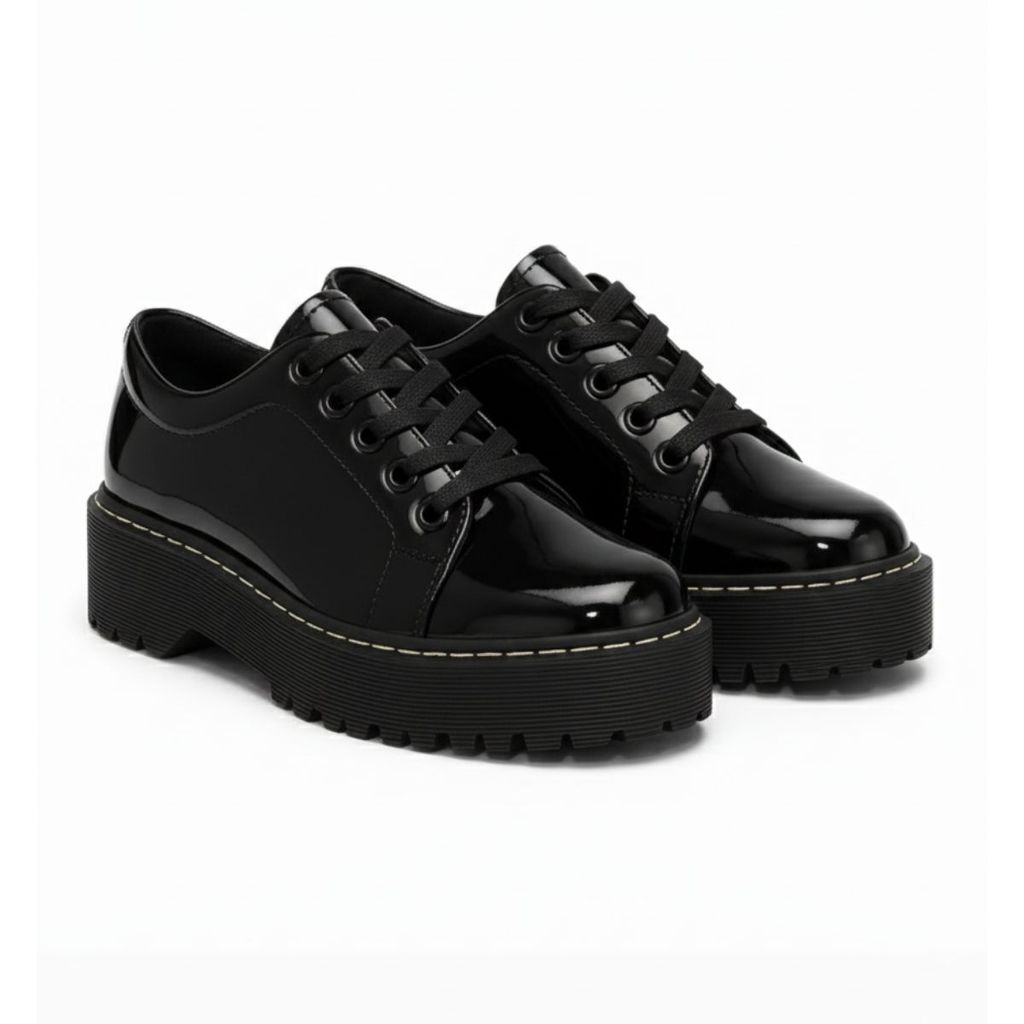 Sapato Feminino Oxford Plataforma Tratorado Casual Confortável