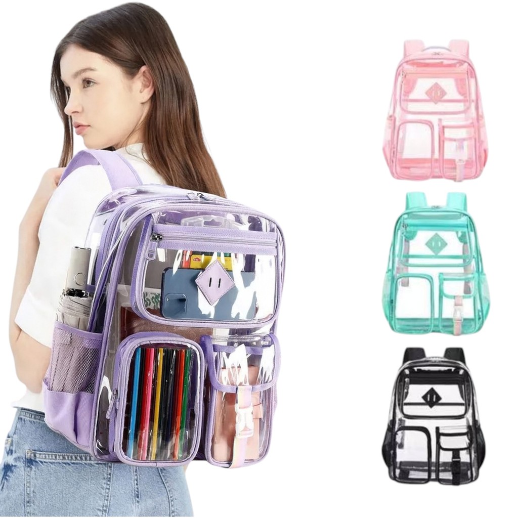 Mochila escolar Transparente À Prova D'água Bolsa De Grande Capacidade Estudante Viagem
