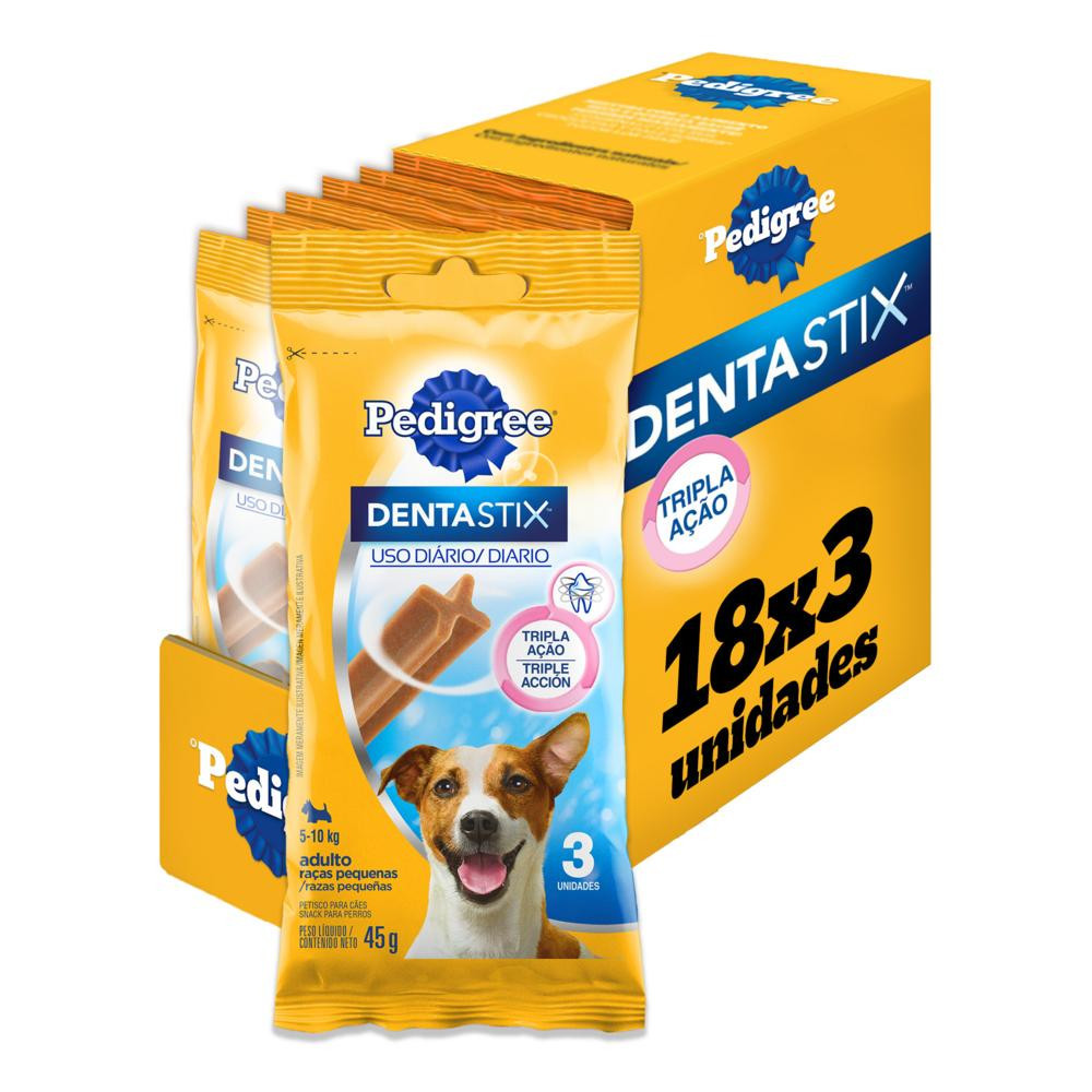Petisco para Cachorro Dentastix Pedigree Cuidado Oral para Cães Adultos Raças Pequenas - 18 Pacotes de 3 Unidades em Oferta na Shopee
