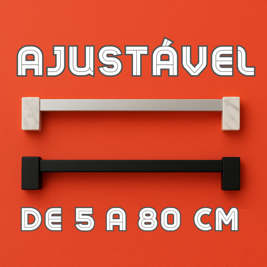 Kit 2 / 3 / 4 / 5 puxadores AJUSTÁVEIS armario comoda gaveta guarda roupa preto prata