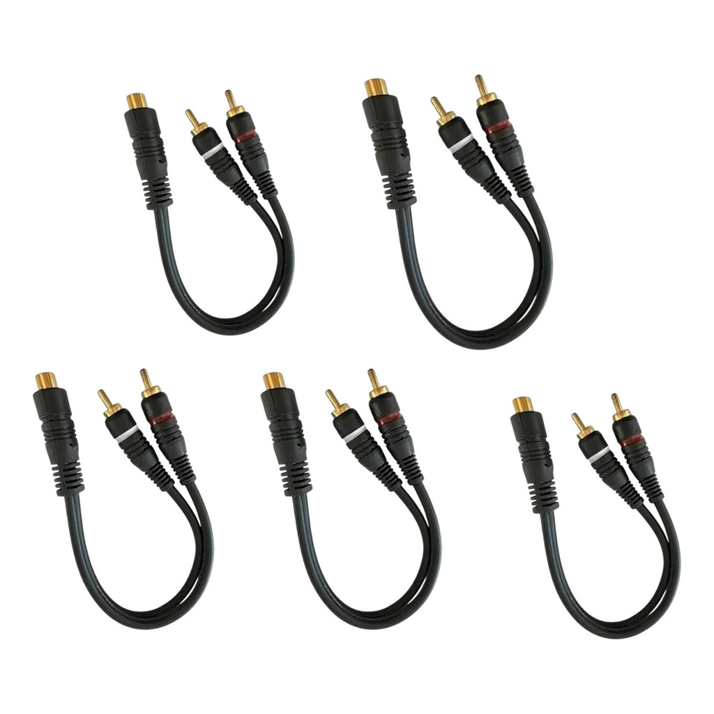 KIT 5 CABO Y RCA PRETO 1F 2M PERMAK OURO PARA SOM AUTOMOTIVO