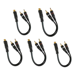 KIT 5 CABO Y RCA PRETO 1F 2M PERMAK OURO PARA SOM AUTOMOTIVO