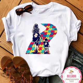 Camiseta Personalizada Baby Look e Tradicional Estampa MÃE DE AUTISTA em Oferta na Shopee