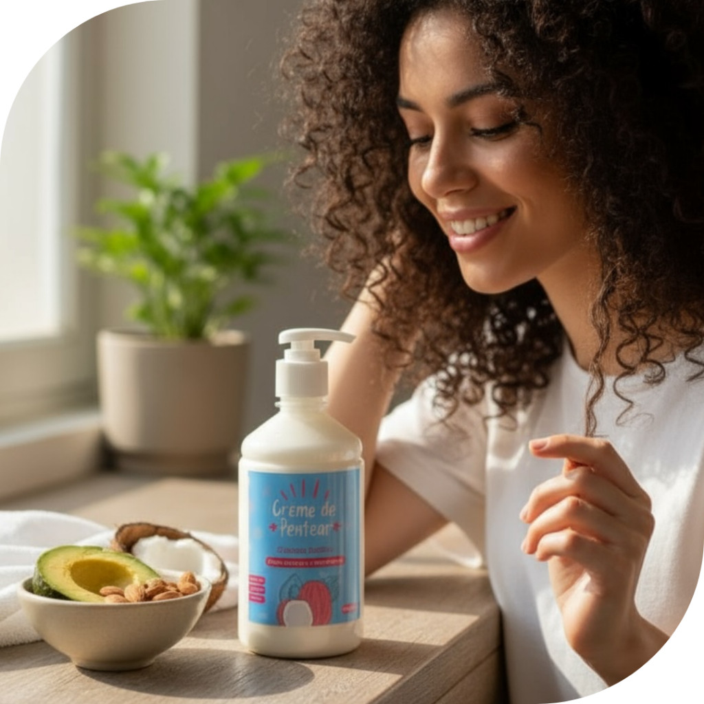 Creme de pentear clássico ecolita | finalizador de cachos | coco, abacate e amêndoas | Artesanal.