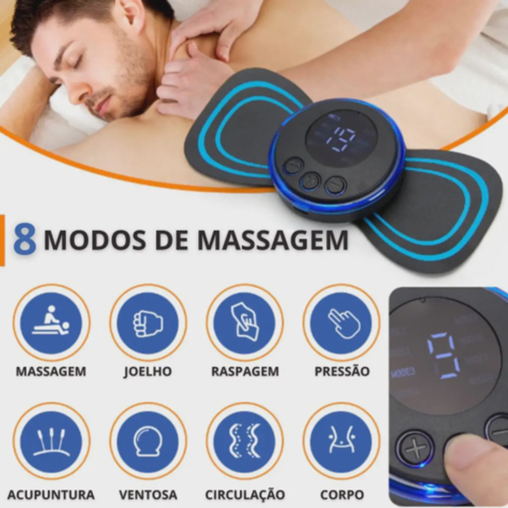 KIT1\2\4 Mini Massageador Elétrico Portátil Recarregável Alívio de Dores no Corpo