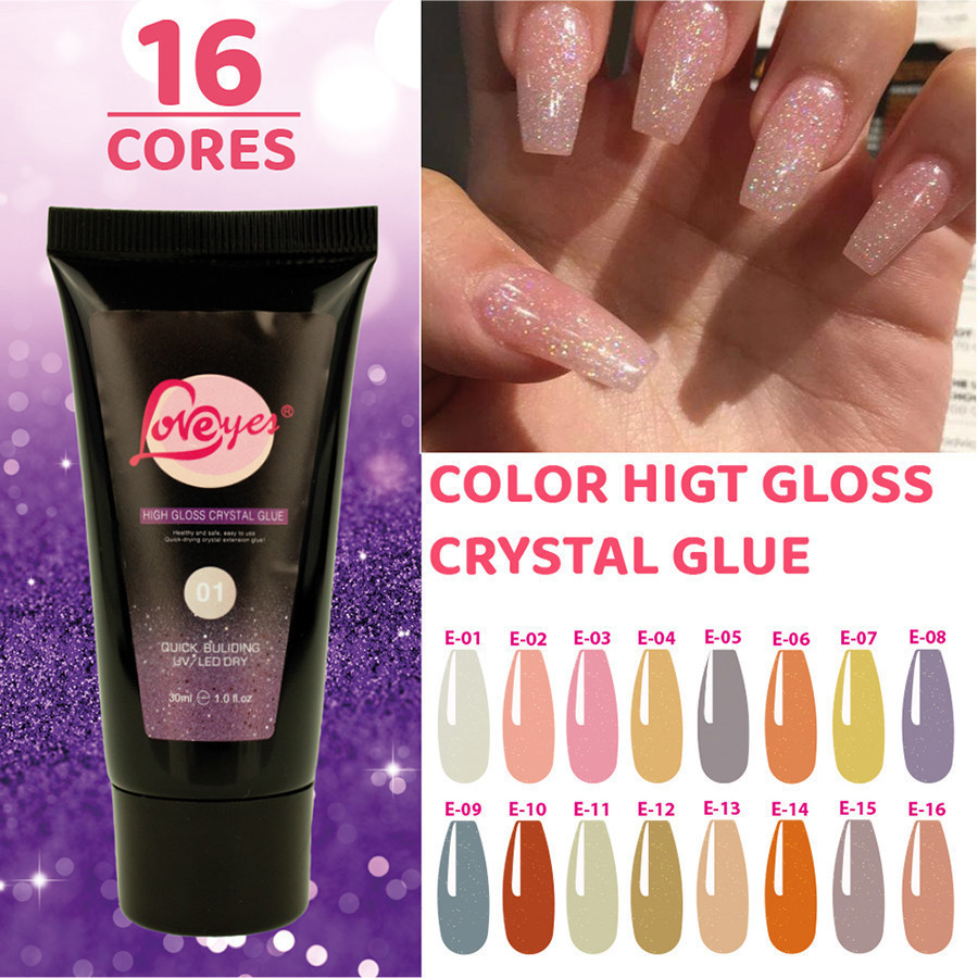 16 Cores Crystal Gel Para Unhas Alto Brilho 30ml LED UV Profissional Poligel em Oferta na Shopee