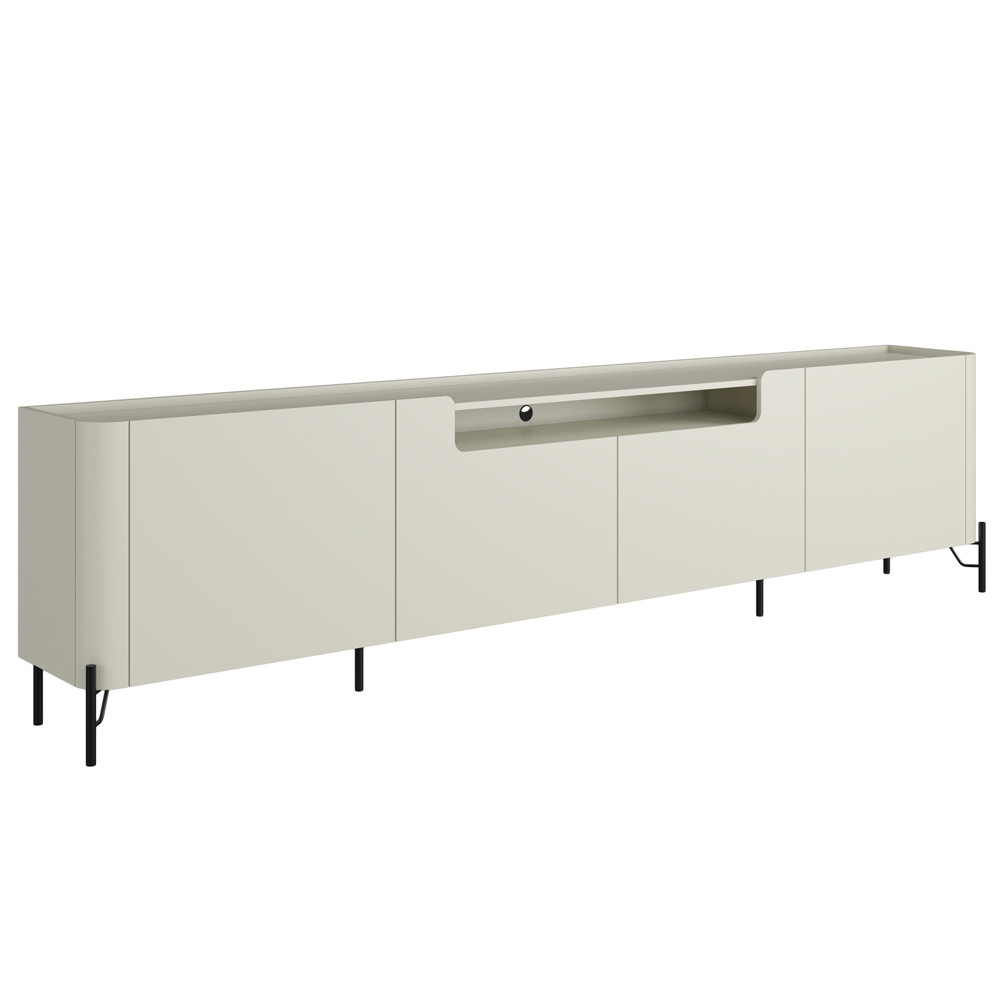 Rack Para Sala de Estar TV 85 Pol 4 Portas Pés Industrial Preto Alef I03 Luna - Lyam Decor