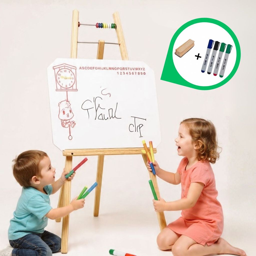 Lousa Quadro Branco Infantil C/ Cavalete + Canetas Apagador em Oferta na Shopee