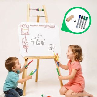 Lousa Quadro Branco Infantil C/ Cavalete + Canetas Apagador em Oferta na Shopee