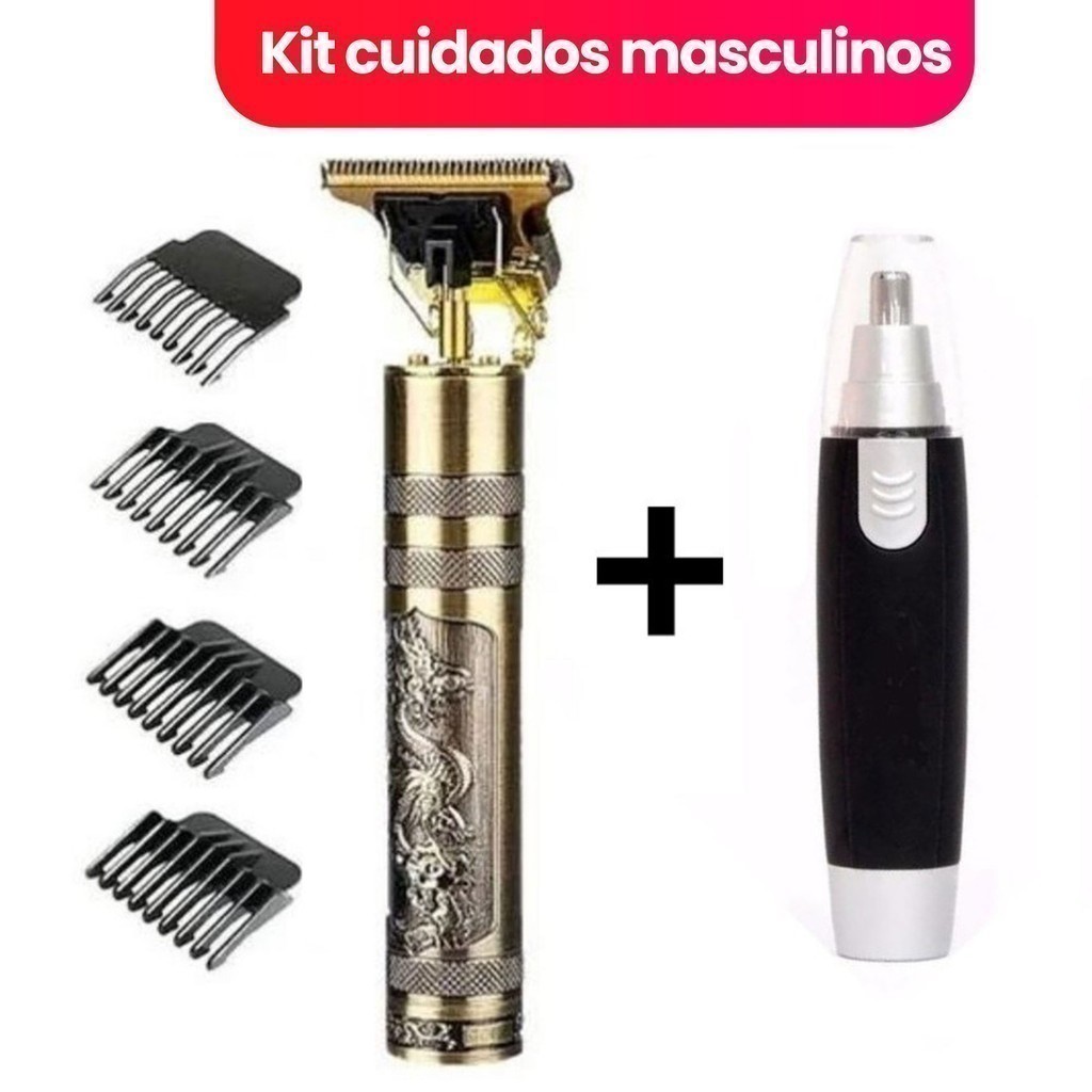 KIT cuidados masculinos - Barbeador e aparador de pelos Maquina cortar cabelo dragão Alex