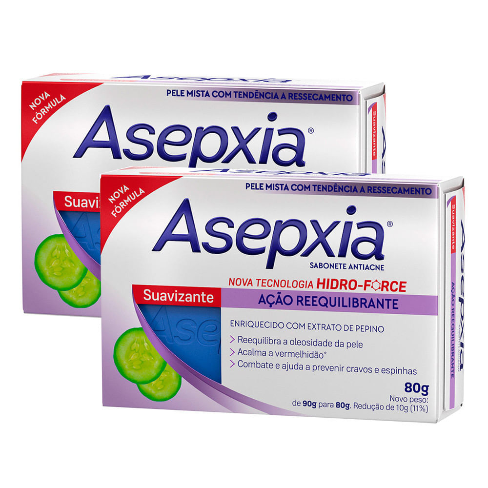 Kit 2 Sabonete Asepxia Suavizante Ação Reequilibrante 80g em Oferta na Shopee