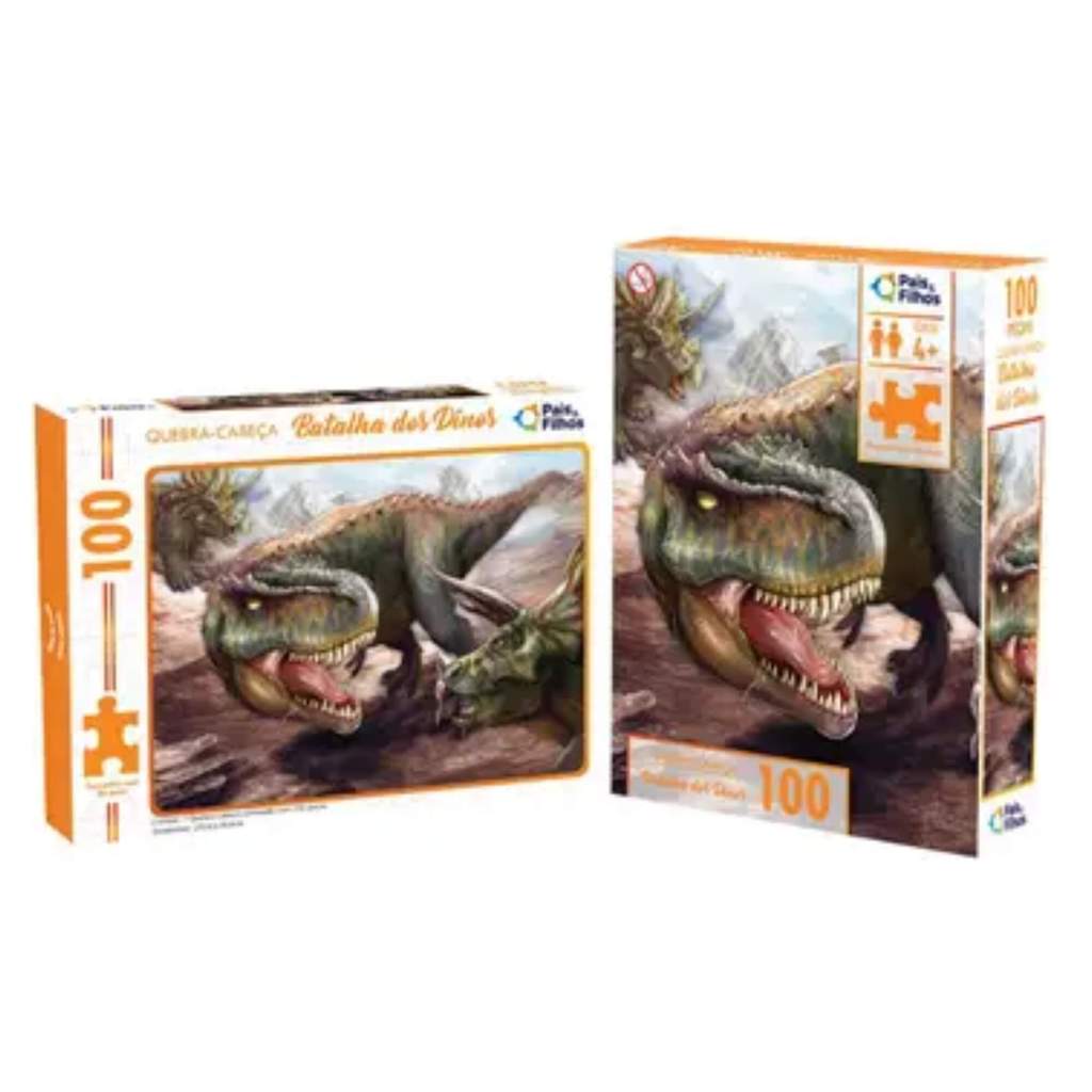 Quebra-Cabeça 100 Peças Batalha dos Dinos Pais e Filhos - 791660-1 em Oferta na Shopee