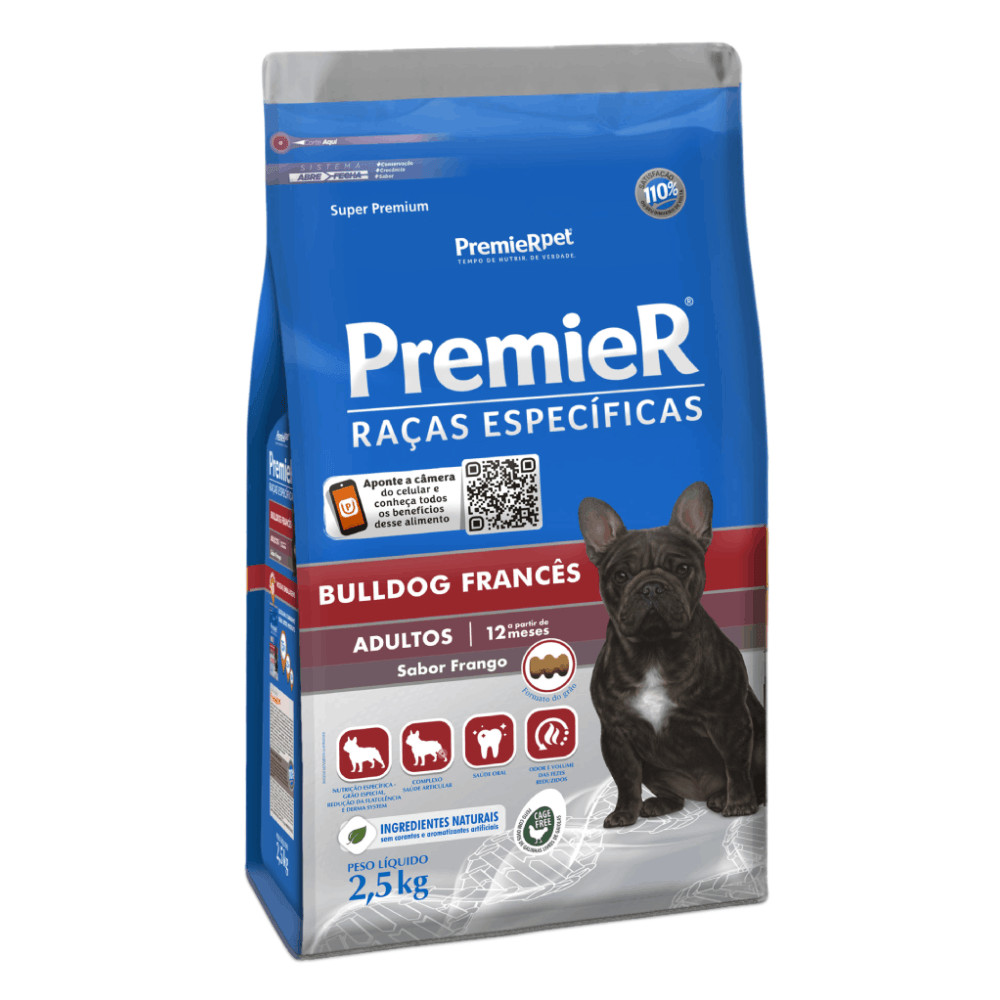 Ração para cães adulto porte pequeno Premier Raças Específicas Bulldog Francês - 2,5kg