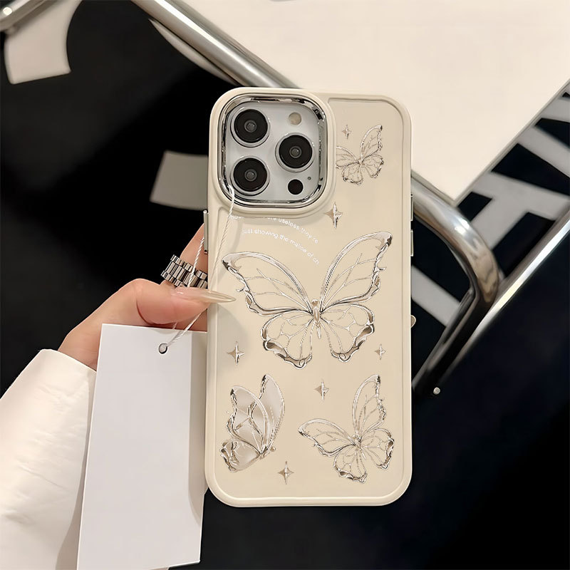 Capinha Capa silicone Anti-impacto Cristal Butterfly para iPhone 11 12 13 14 15 16 Pro MAX X XR XS MAX Plus CASE em Oferta na Shopee