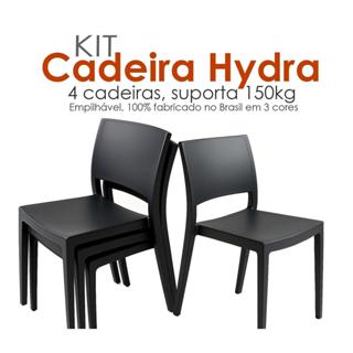 Kit 4 Cadeiras de Cozinha Hydra em Polipropileno Super Resistente até 150kg Preto - Kappesberg em Oferta na Shopee
