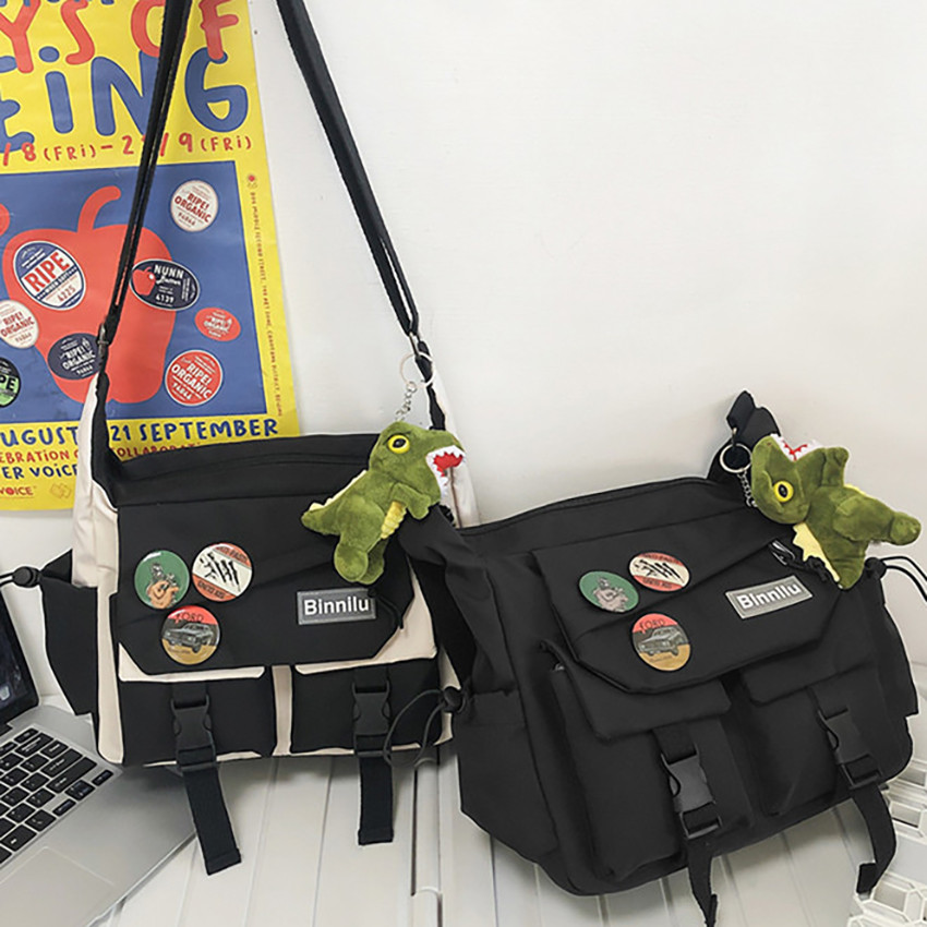 Bolsa Transversal De Lona De Grande Capacidade Unissex Estilo Escolar Para Estudantes E Bolsa Mensageiro Masculina em Oferta na Shopee