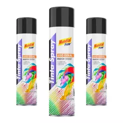 Kit 3 Tinta Spray Preto Semi Brilhante 400ml – Mundial Prime