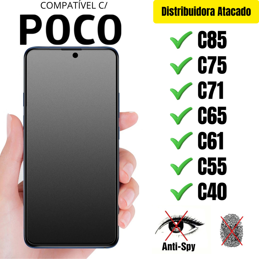 Película Cerâmica Privacidade Fosca 3D P/ Poco C85 / C75 / C71 / C65 / C61 / C55 / C40 Matte AntiSpy - Envio Rápido em Oferta na Shopee
