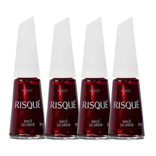 Kit 4 Esmalte Risqué Vermelhos Metálicos Cor Maçã do Amor 8ml em Oferta na Shopee