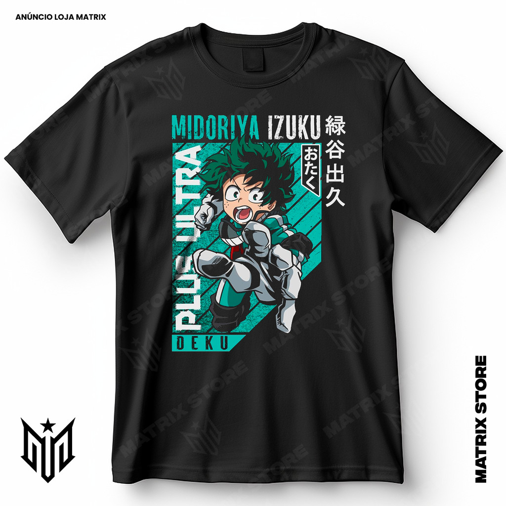 Camisa Deku Izuku Midoriya My Hero Academia Blusa Camiseta de Animes 100% Algodão em Oferta na Shopee