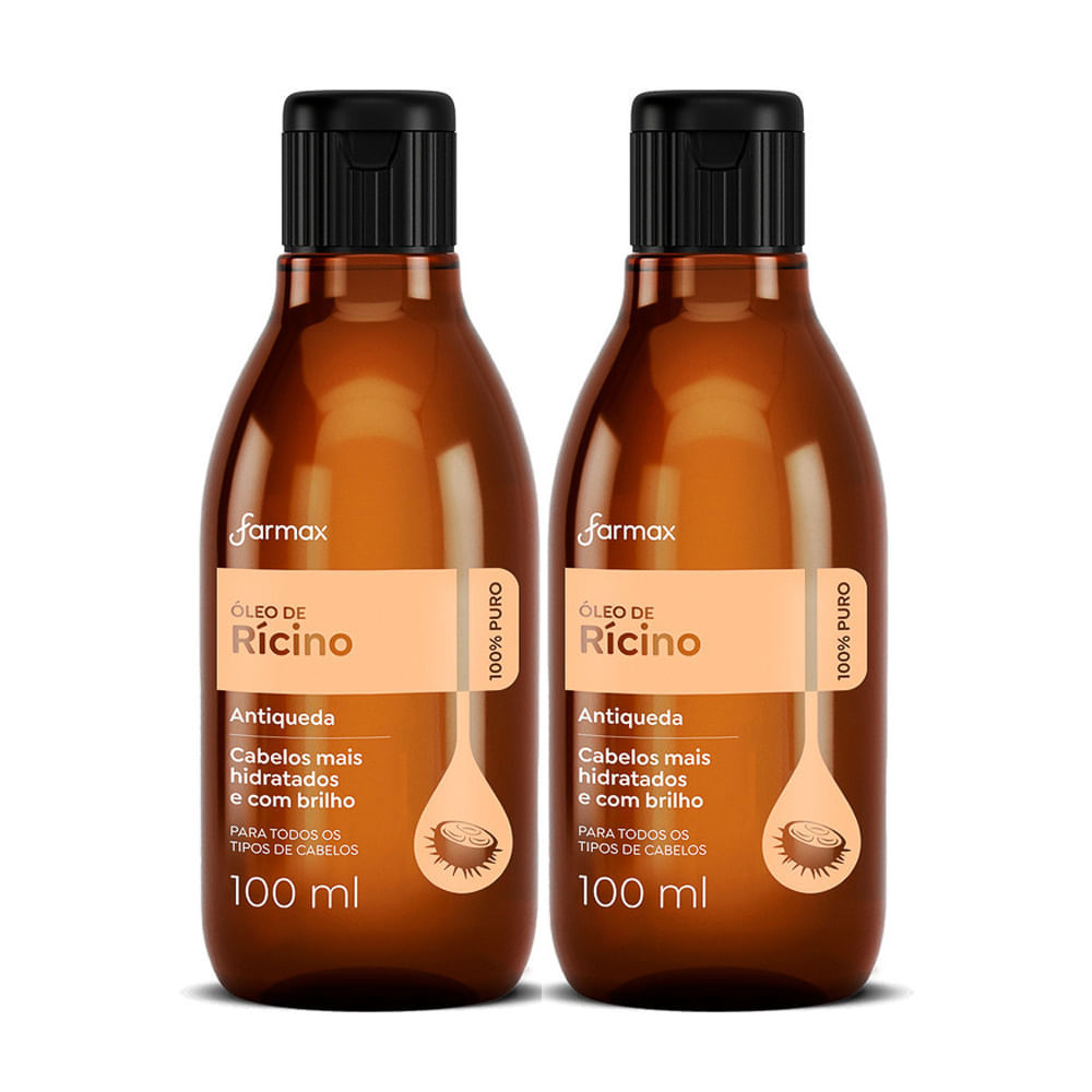 Kit 2 Óleo de Rícino Capilar Farmax 100% Puro 100ml