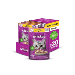 Kit Ração Úmida Frango ao Molho para Gatos Adultos 20 Unidades Whiskas Sachê