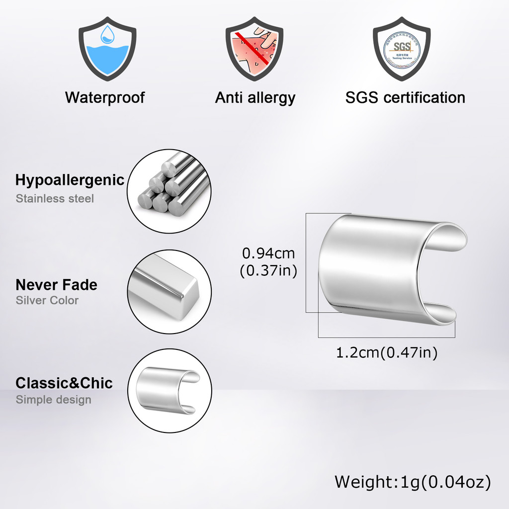 Vnox Stainless Steel U-Shaped Flat Ear Cuff Non-Pierced Ear Bone Clip in Steel Trendy Daily Wear Jewelry for Men Women · foto 2