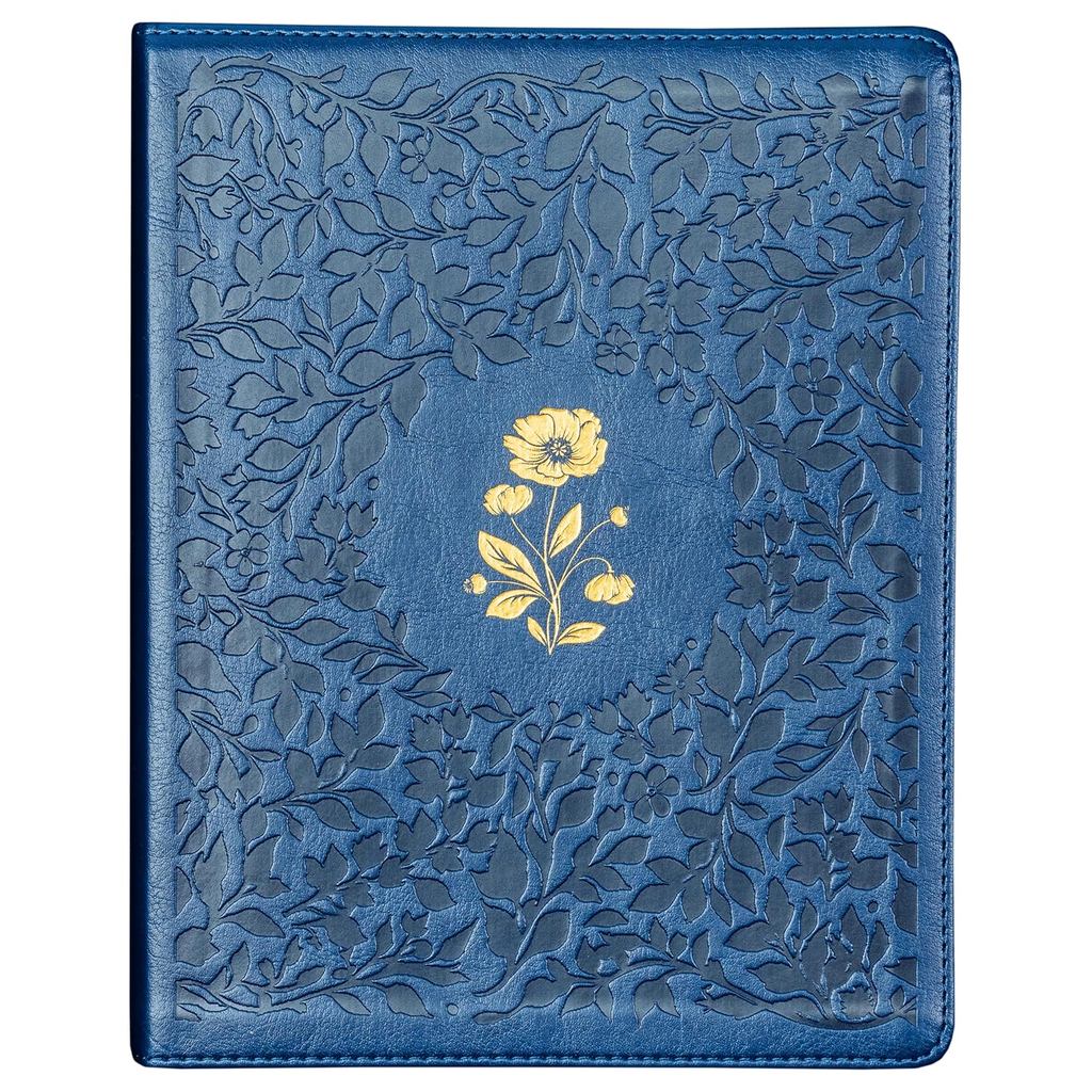 Bíblia Sagrada | ACF | Espaço Para Anotações | Leitura Perfeita | Couro-Soft Azul Com Flores em Oferta na Shopee