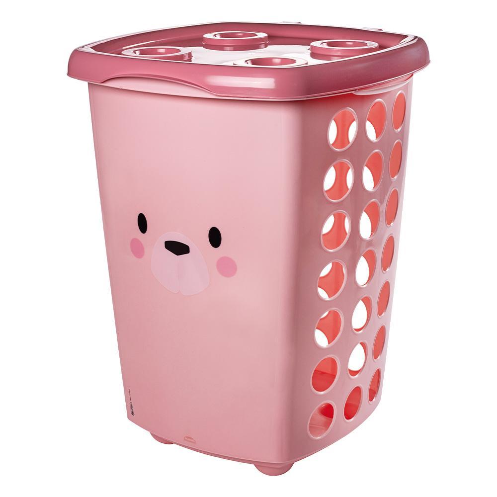 Cesto Roupas Brinquedos Infantil Enxoval Bear Rosa Plasútil em Oferta na Shopee