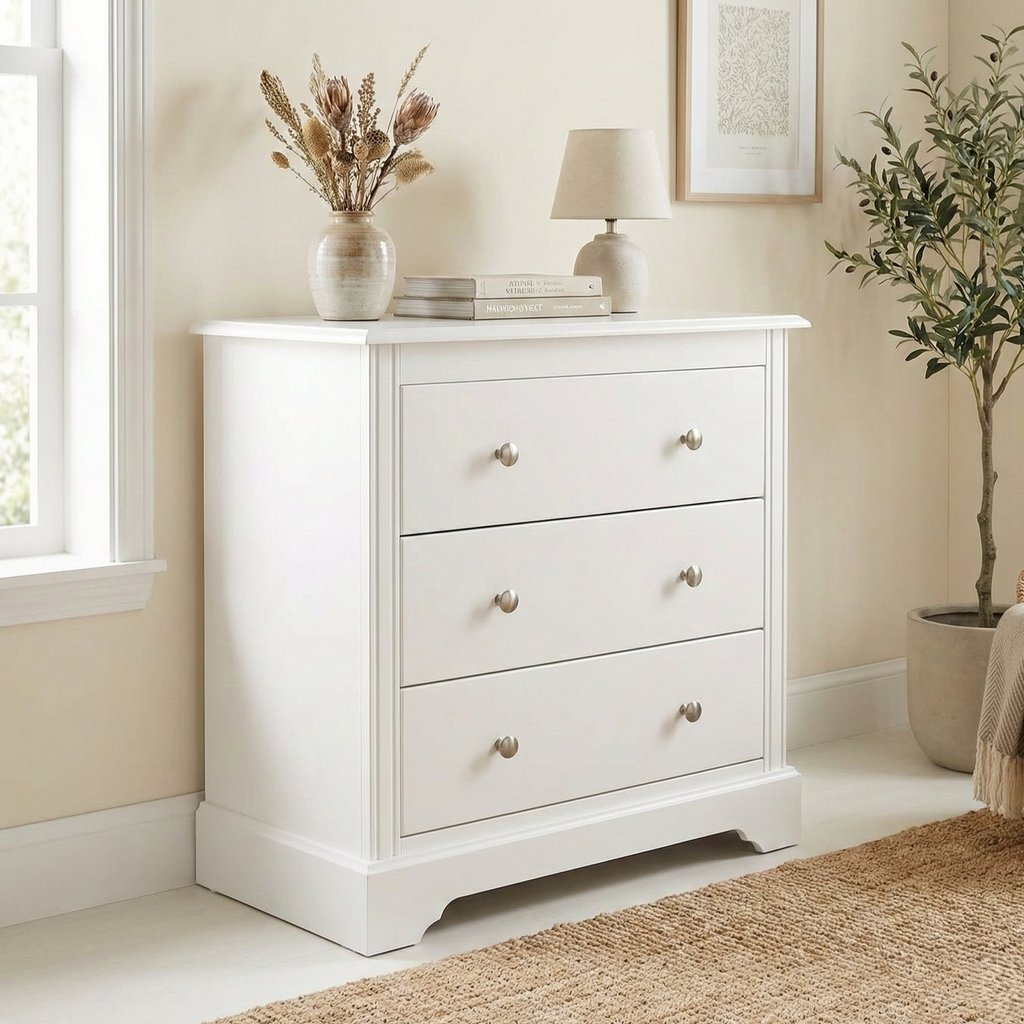 Cômoda Para Quarto 3 Gavetas em MDF 80cm Louise em Oferta na Shopee