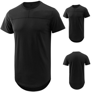 Camiseta Casual De Rua Masculina | Top Estilo Solto Com Gola Redonda Nova De Manga Curta Design Emendado Roupas Masculin