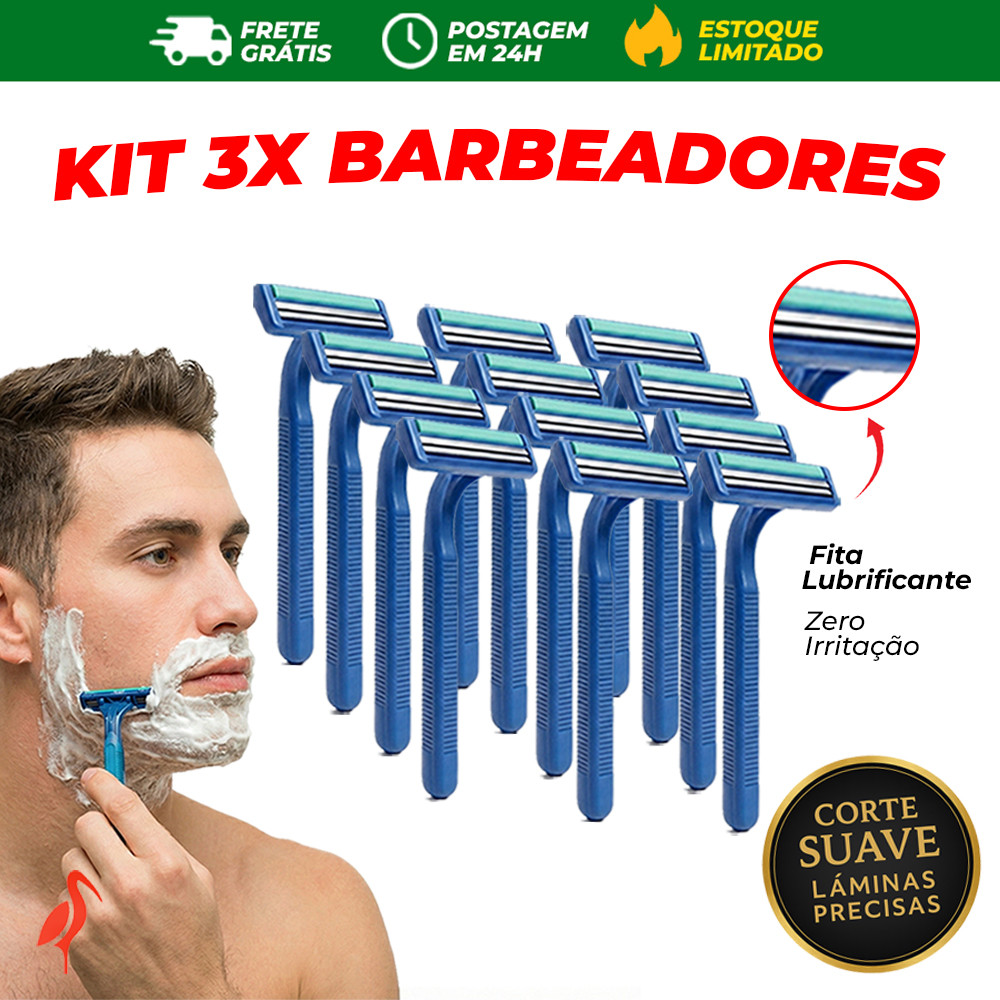 Kit 3x Barbeador Gilete Masculino e Feminino 2 Lâminas com Fita Lubrificante Envio em 24h