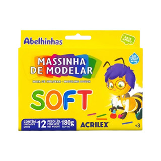 Massinha Acrilex Colorida para Atividades Escolares 12 Cores em Oferta na Shopee