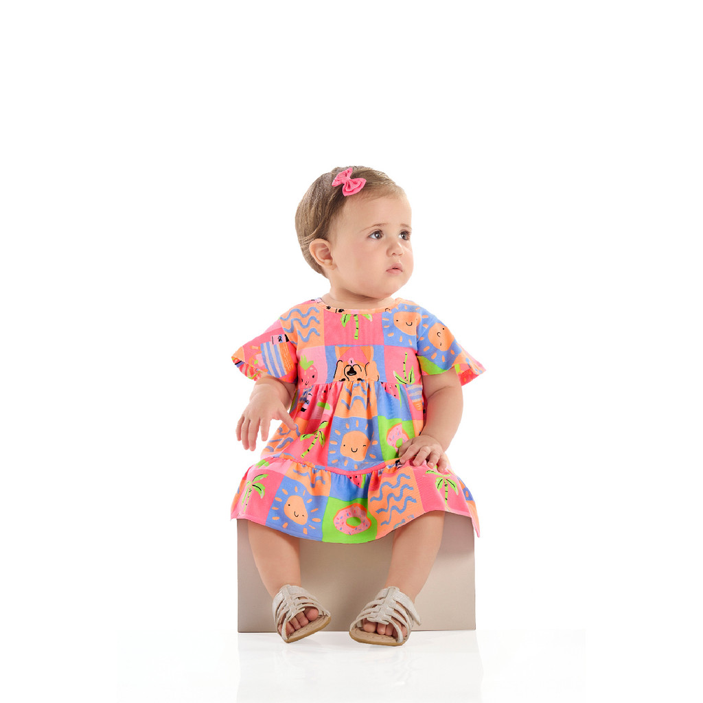 Vestido em Cotton de Manga Evasê Quimby