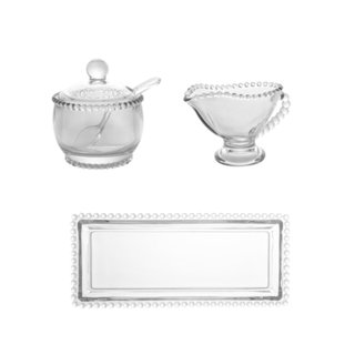 Kit Açucareiro + Molheira + Travessa Pearl Bolinha Wolff Transparente em Oferta na Shopee
