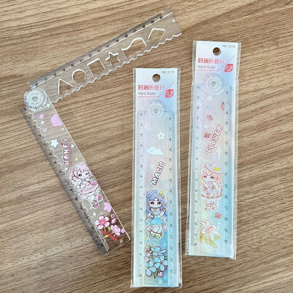 Régua Criativa Infantil Dobrável 15/30 cm – Perfeita para Arte, Tarefas e Uso Diário 