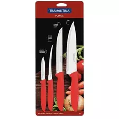 Faca Cozinha Plenus Conjunto Cabo Vermelho 4 Peças