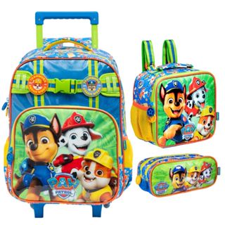 Kit Escolar Mochila Rodinhas Alça Costas Estojo Duplo Lancheira Térmica Patrulha Canina Menino Infantil Original Xeryus em Oferta na Shopee