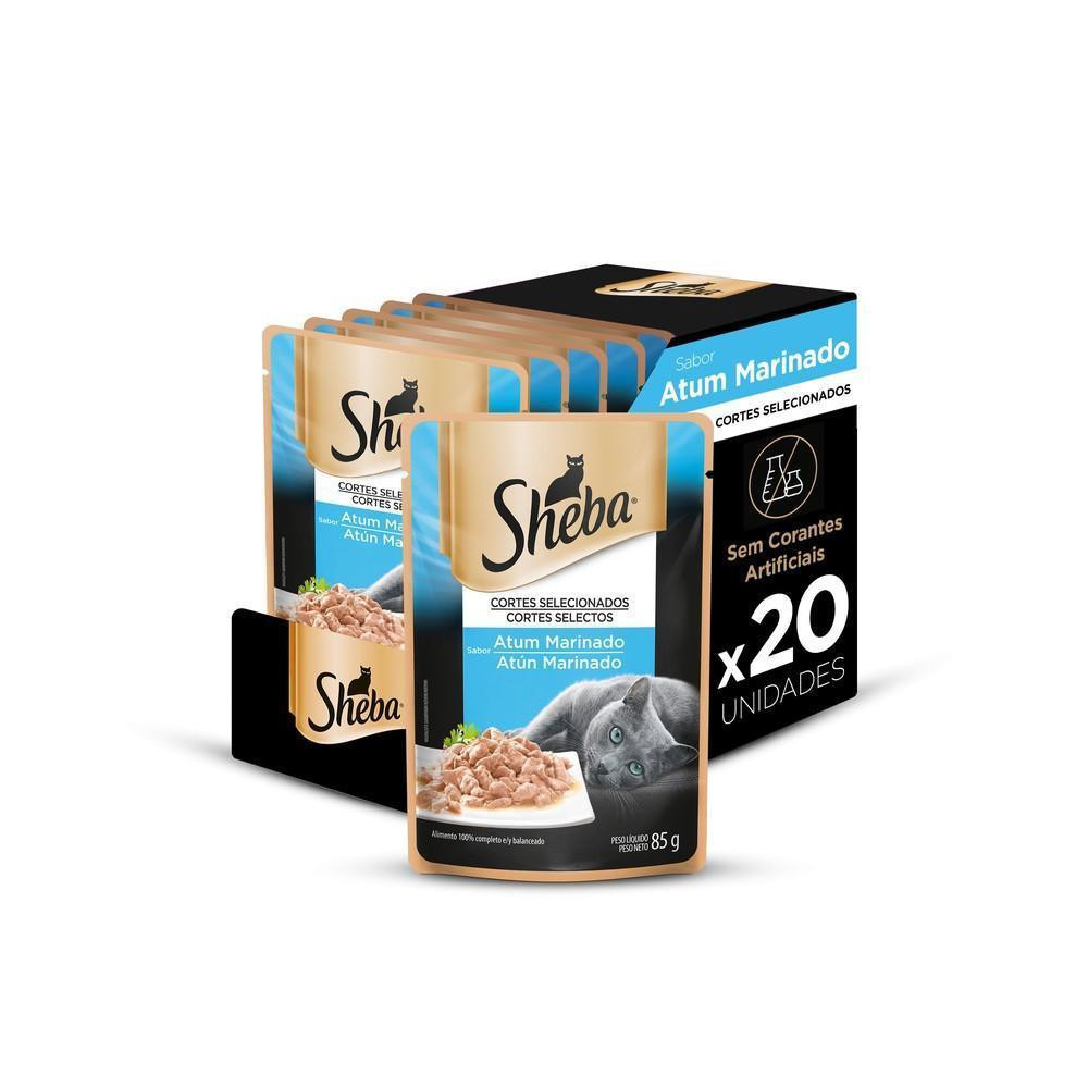 Ração Úmida Sheba Sachê para Gatos Adultos Sabor Atum Marinado - 20 Unidades de 85g em Oferta na Shopee