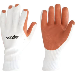 Luva de Malha com Látex Laranja MLV1001 Tamanho 10 Vonder