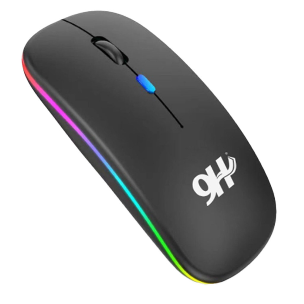 Mouse Sem Fio Wireless Recarregavel Led Rgb 2,4GHz Bluetooth Bateria Interna Ergonômico Silencioso