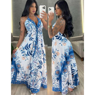 Vestido Longo Estampado Verão em Oferta na Shopee