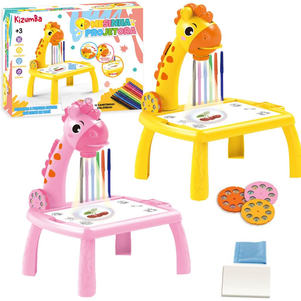 Brinquedo Mesa Projetora De Desenho Interativos Infantil Mesinha Pintura Mágica Kizumba
