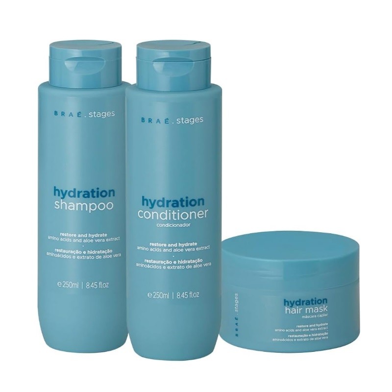Kit Shampoo Condicionador e Mascara Stages Hidratação Braé