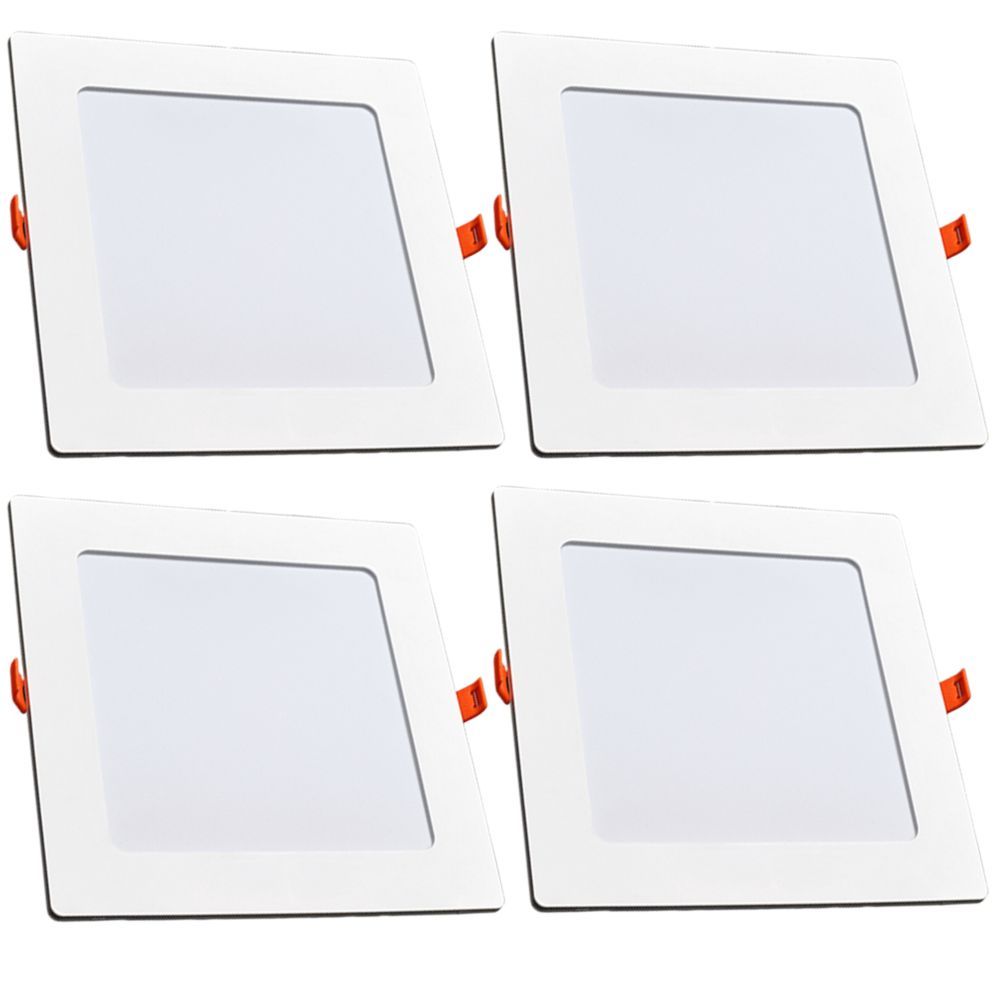 Kit 4 Painéis Plafon Quadrado Embutir 12W Luz Branca 6500K Luminária de Gesso Forro 127v 220v Avant em Oferta na Shopee